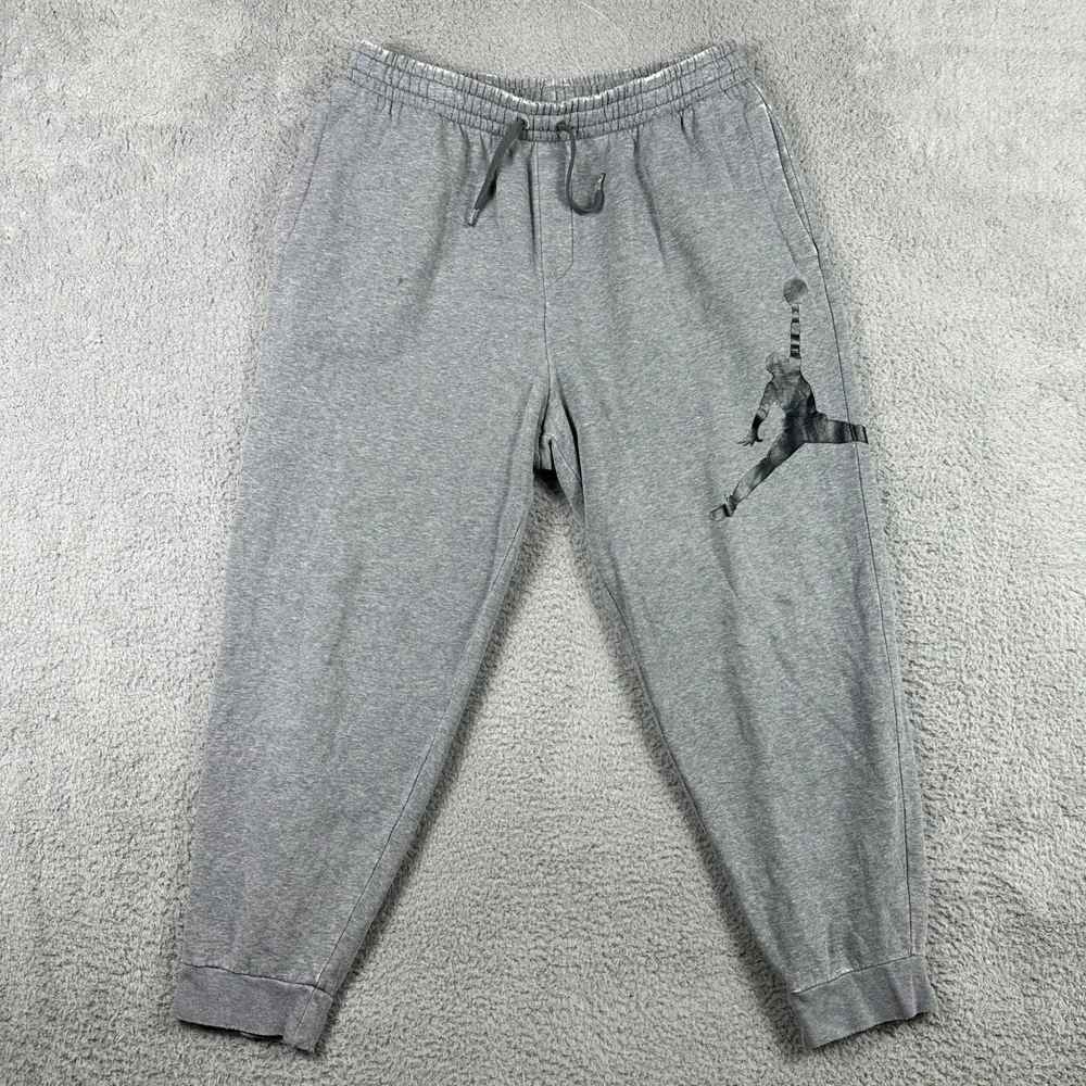 Jordan Jumpman Fleece Sweatpants Mens Large Gray Joggers Graphic‎ DA6803-091
